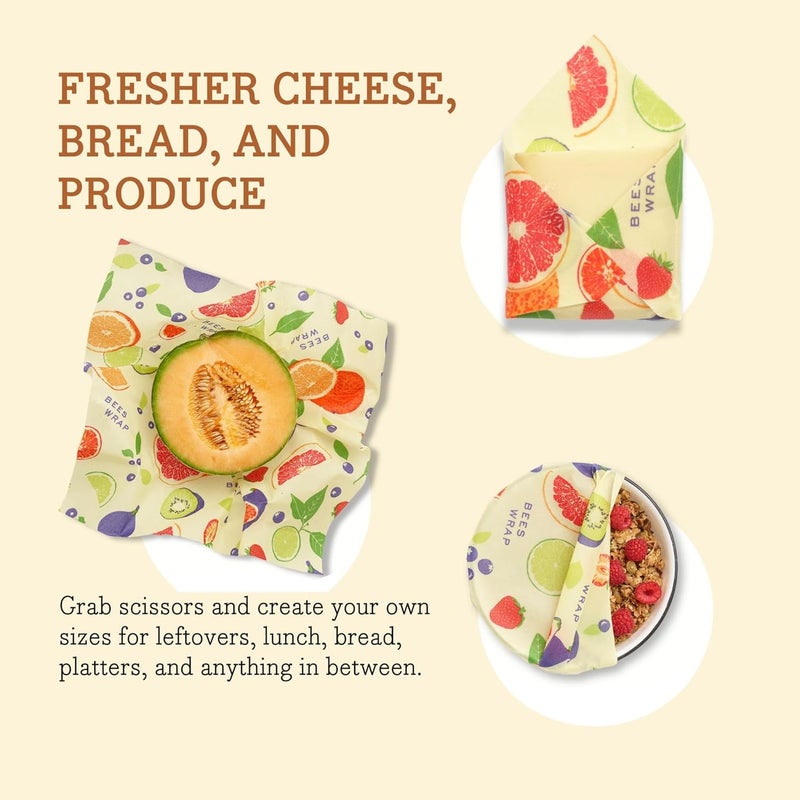 Bee's Wrap Beeswax Wraps for Food - Cut to Size 14x52" Wax Paper Roll - Made in USA Reusable Waxed Paper & Bowl Covers - Organic & Eco-Friendly Alternative to Aluminum Foil & Plastic Wrap, Fresh Fruit - Image 4